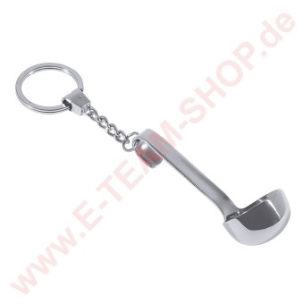 Schlüsselanhänger Schöpfkelle Länge 9cm aus Edelstahl 18/10, hochglänzend, mit Kette und Schlüsselring, hochqualitative Ausführung 