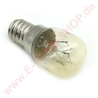 Glühlampe 300°C E14 15W 230V, kurze Bauform z.B. für Backofen, Kühlschrank, Mikrowelle... 