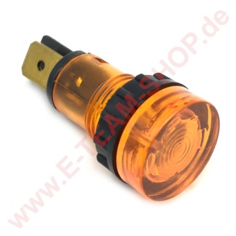 Kontrolllampe 230V orange, Kopf Ø 16mm für Bohrung Ø 12mm Anschluss Flachstecker 6,3mm 