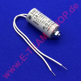 Kondensator 1,5µF mit Kabel 1-polig Länge 150mm 450V 50/60Hz Betriebstemperatur -25 bis +85°C Maße Ø 25x49mm
