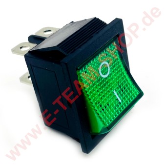 Wippschalter H8553VBNAE Schalter 2-polig EIN-AUS 10A 250V grün beleuchtet 855228