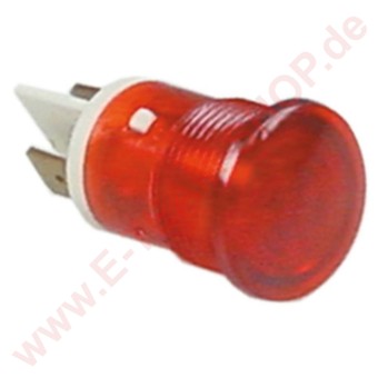Kontrolllampe 230V rot, für Bohrung Ø 16mm Kopf Ø 19mm 
