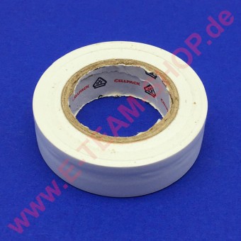 Isolierband PVC Temp.Best. 0 bis +80°C Breite 15mm Länge 10m weiß Zulassung VDE 