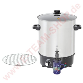 Glühweintopf 30 Liter 2000W 230V mit Ablaufhahn Temperaturbereich von 30° bis 100°C - Edelstahl 