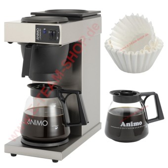 Animo Excelso STARTER-SET Gewerbekaffeemaschine mit 2 Glaskannen 1,8 Liter und 250 Korbfiltern 