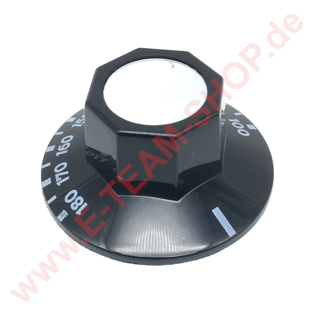 Knebel für Thermostat ø 50mm Symbol 100-180°C für Achse ø 6x4,6mm schwarz 